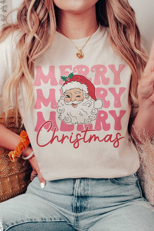 RETRO MERRY CHRISTMAS SANTA Graphic Tee