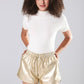 Metallic Drawstring Shorts