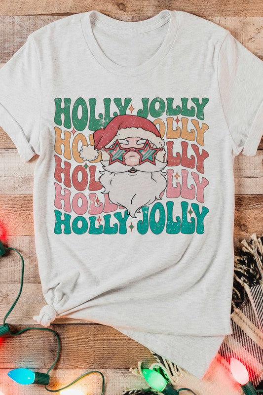 HOLLY JOLLY SANTA GRAPHIC TEE