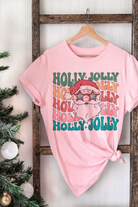 HOLLY JOLLY SANTA GRAPHIC TEE