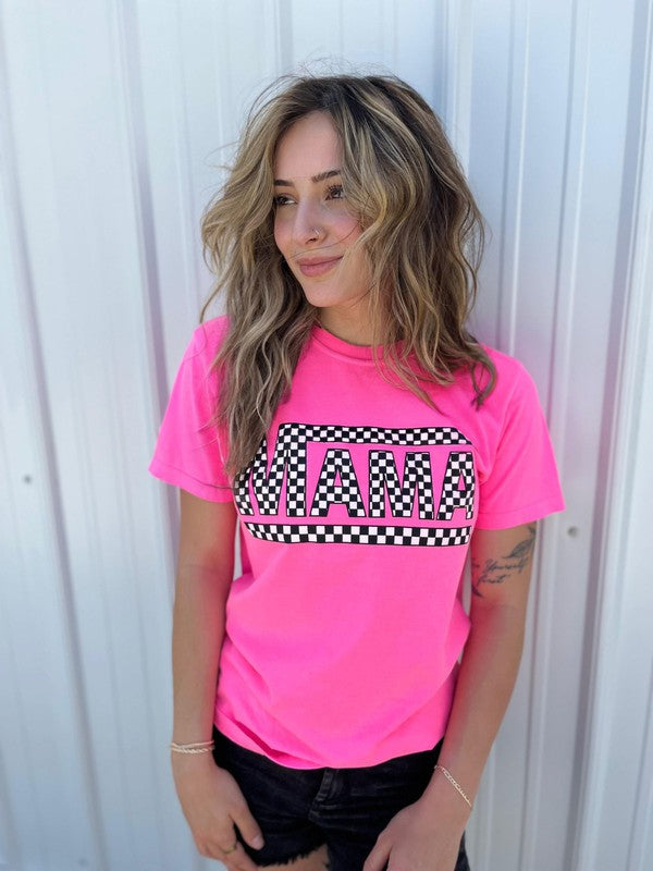 Checkered Mama Tee