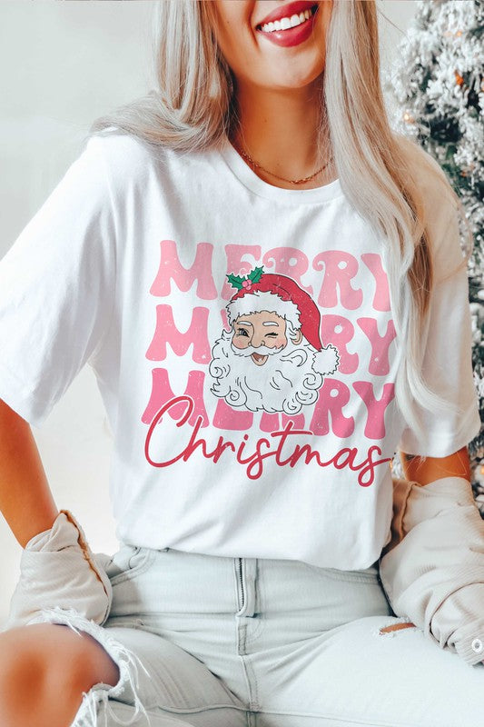 RETRO MERRY CHRISTMAS SANTA Graphic Tee