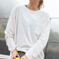 Mineral Washed Round Neckline Long Sleeves Top