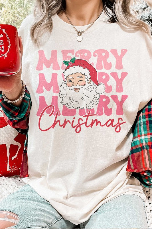 RETRO MERRY CHRISTMAS SANTA Graphic Tee