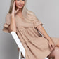 V neck Solid Ruffle Hem Dress