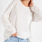 Mineral Washed Round Neckline Long Sleeves Top