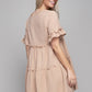 V neck Solid Ruffle Hem Dress