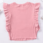 Full Size Ruffled Round Neck Cap Sleeve Blouse