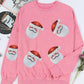 Sequin Santa Round Neck Slit Sweatshirt