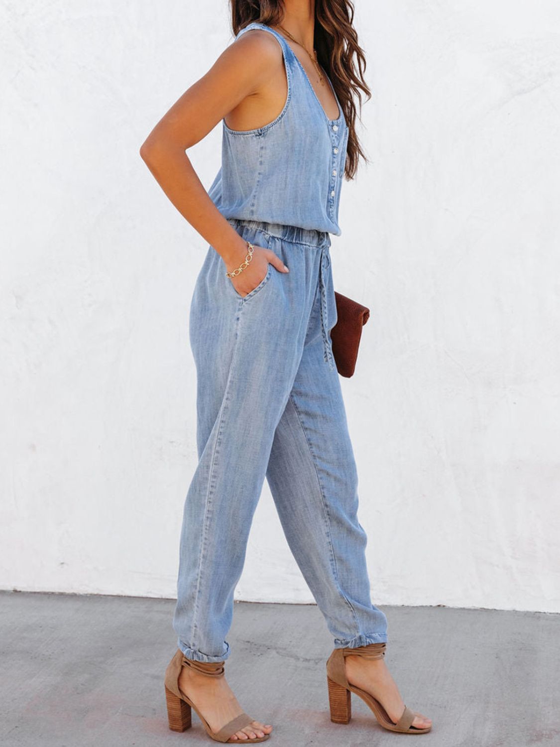 Drawstring denim jumper