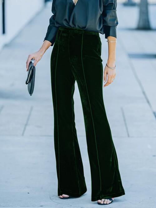 High Waist Velvet Flare Pants