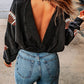 Sequin Football Patch Open Back Sweatshirt
