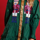 Full Size Nutcracker Sequin Lantern Sleeve Tiered Dress