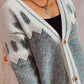 Geometric Button Front Long Sleeve Cardigan