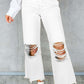 Distressed Raw Hem Jeans with Pockets