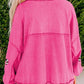 Candy Cane Sequin Exposed Seams Half Button Sweatshirt