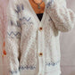 Geometric Button Front Long Sleeve Cardigan