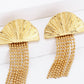 18K Gold Plated Fan Fringe Dangle Earrings
