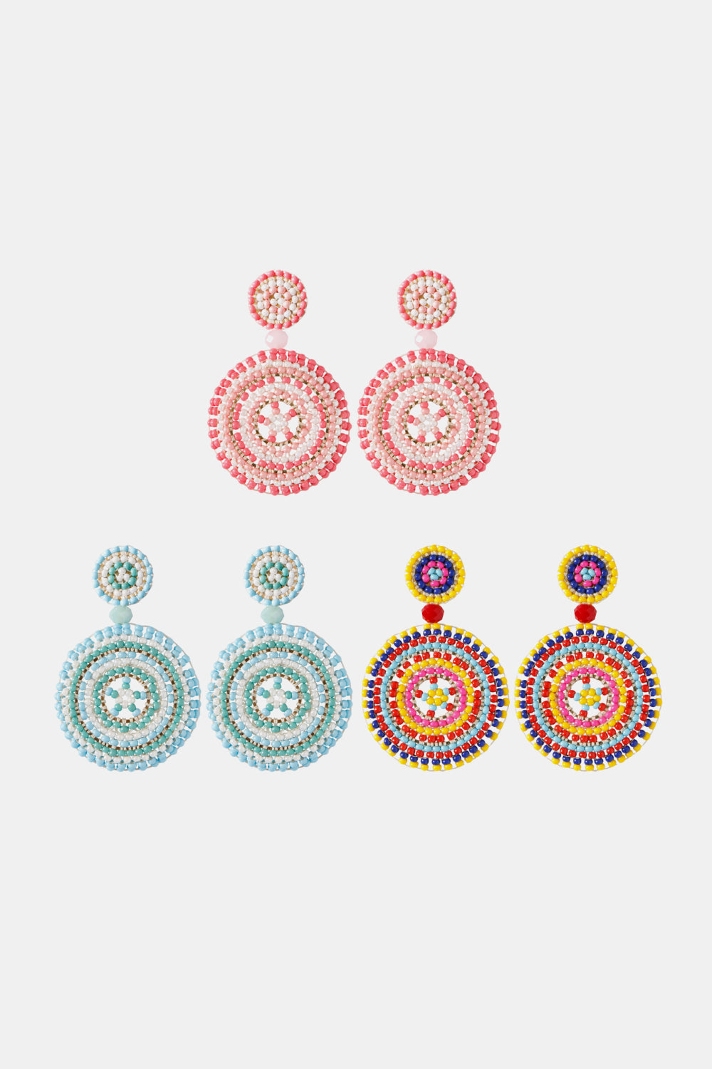 Beaded Boho Style Round Shape Dangle Earrings