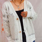 Geometric Button Front Long Sleeve Cardigan