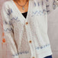 Geometric Button Front Long Sleeve Cardigan