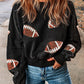 Sequin Football Patch Open Back Sweatshirt