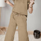 Ruffled Quarter Zip Top and Drawstring Pants Set