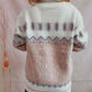 Geometric Button Front Long Sleeve Cardigan