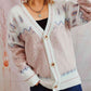 Geometric Button Front Long Sleeve Cardigan