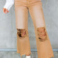 Distressed Raw Hem Jeans with Pockets