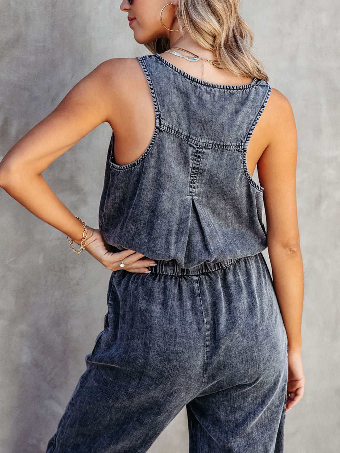 Drawstring denim jumper