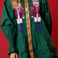 Full Size Nutcracker Sequin Lantern Sleeve Tiered Dress