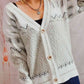 Geometric Button Front Long Sleeve Cardigan