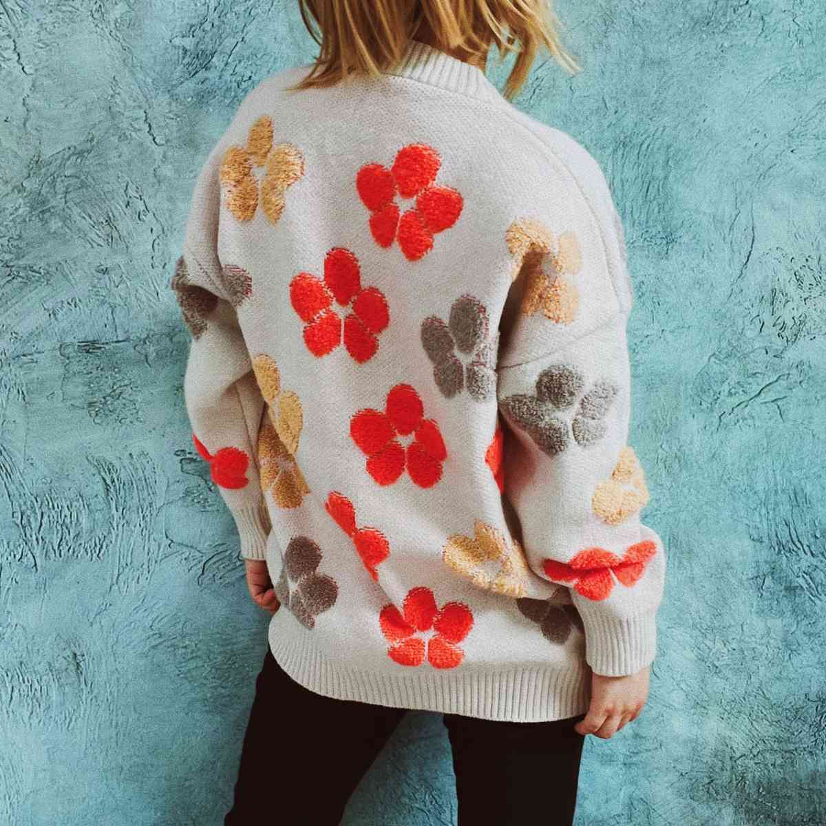 Fuzzy Flower Cardi