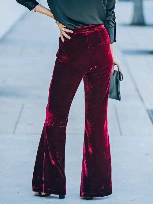 High Waist Velvet Flare Pants