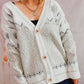 Geometric Button Front Long Sleeve Cardigan