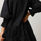 Full Size Nutcracker Sequin Lantern Sleeve Tiered Dress