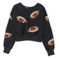 Sequin Football Patch Open Back Sweatshirt