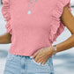Full Size Ruffled Round Neck Cap Sleeve Blouse
