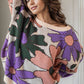 Flower Round Neck Dropped Shoulder Sweater