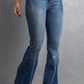 High Waist Flare Jeans with Pockets