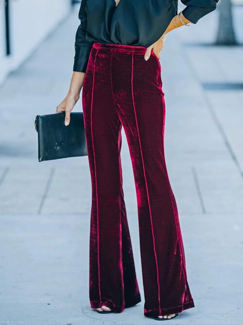 High Waist Velvet Flare Pants