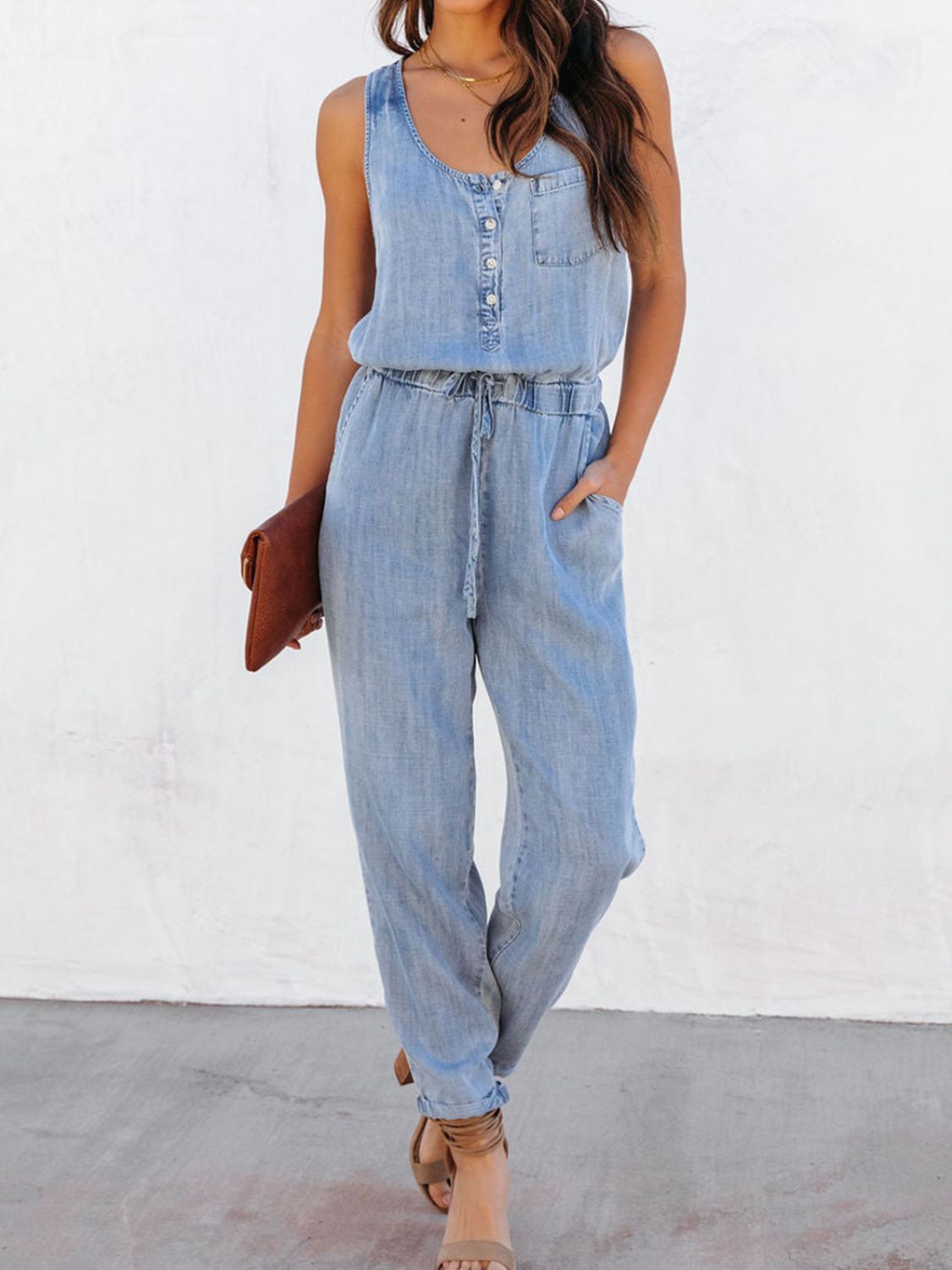 Drawstring denim jumper