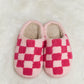 Melody Checkered Print Plush Slide Slippers