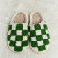 Melody Checkered Print Plush Slide Slippers