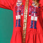 Full Size Nutcracker Sequin Lantern Sleeve Tiered Dress